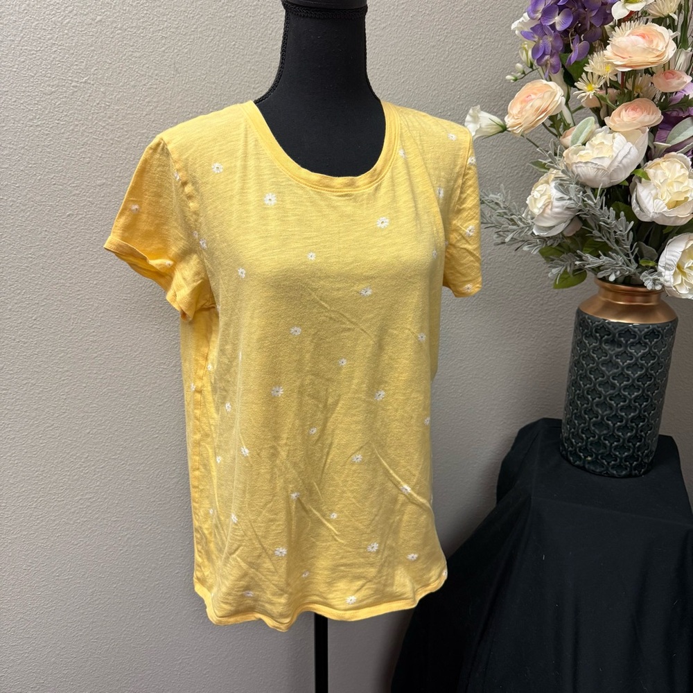 Victoria’s Secret PINK Yellow Daisy Print Tee Shirt Women’s Large Summer Casual